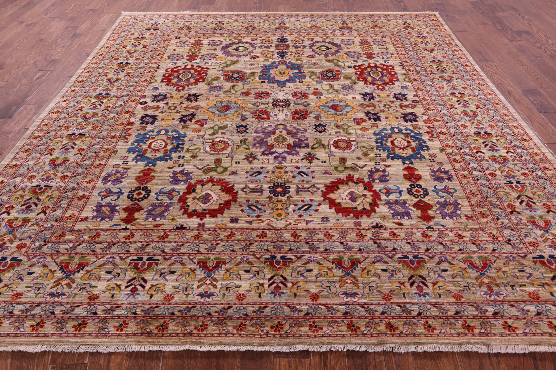 Square Persian Fine Serapi Hand Knotted Wool Rug - 10' 2" X 10' 2" - Golden Nile