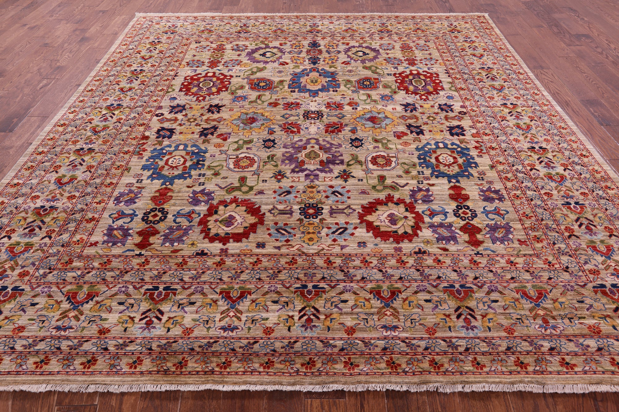 Square Persian Fine Serapi Hand Knotted Wool Rug - 10' 2" X 10' 2" - Golden Nile
