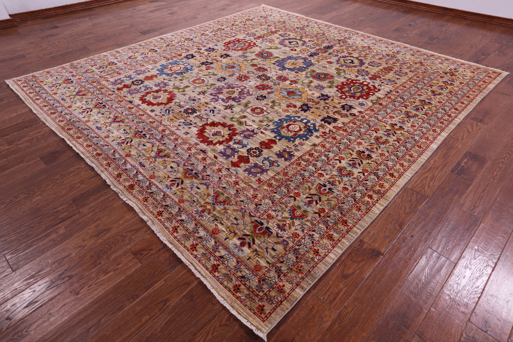 Square Persian Fine Serapi Hand Knotted Wool Rug - 10' 2" X 10' 2" - Golden Nile