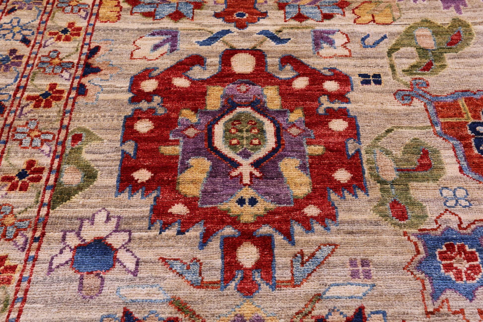 Square Persian Fine Serapi Hand Knotted Wool Rug - 10' 2" X 10' 2" - Golden Nile