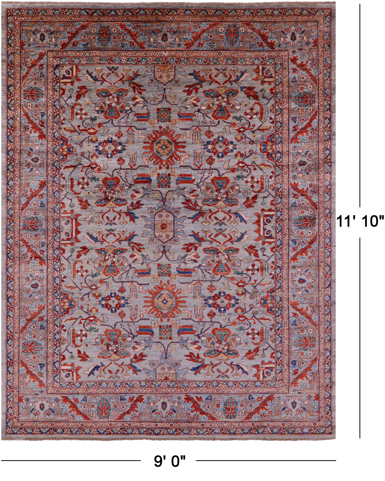 Persian Fine Serapi Hand Knotted Wool Rug - 9' 0" X 11' 10" - Golden Nile