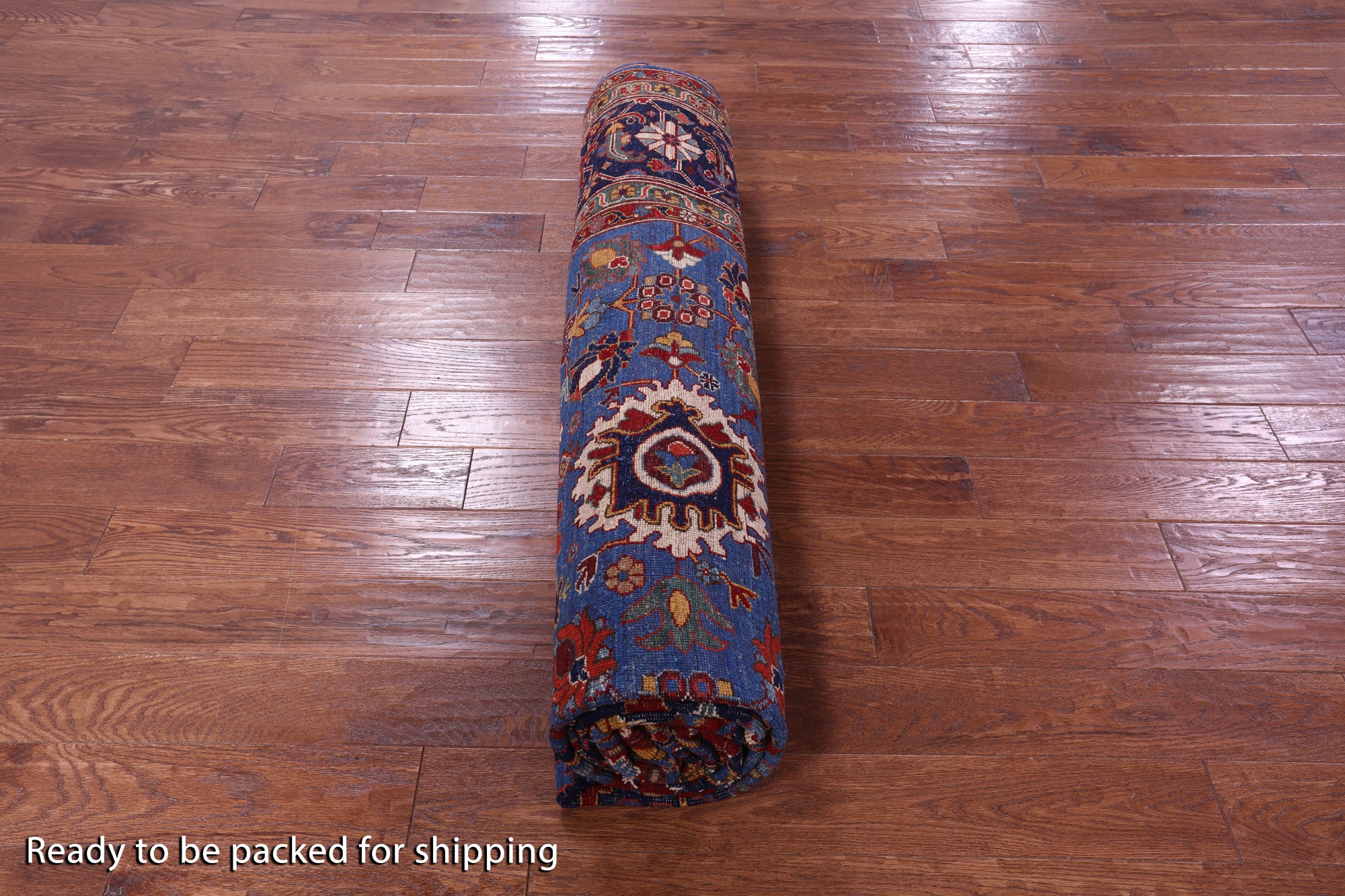 Blue Persian Fine Serapi Handmade Wool Rug - 8' 11" X 11' 10" - Golden Nile