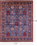 Blue Persian Fine Serapi Handmade Wool Rug - 8' 11" X 11' 10" - Golden Nile
