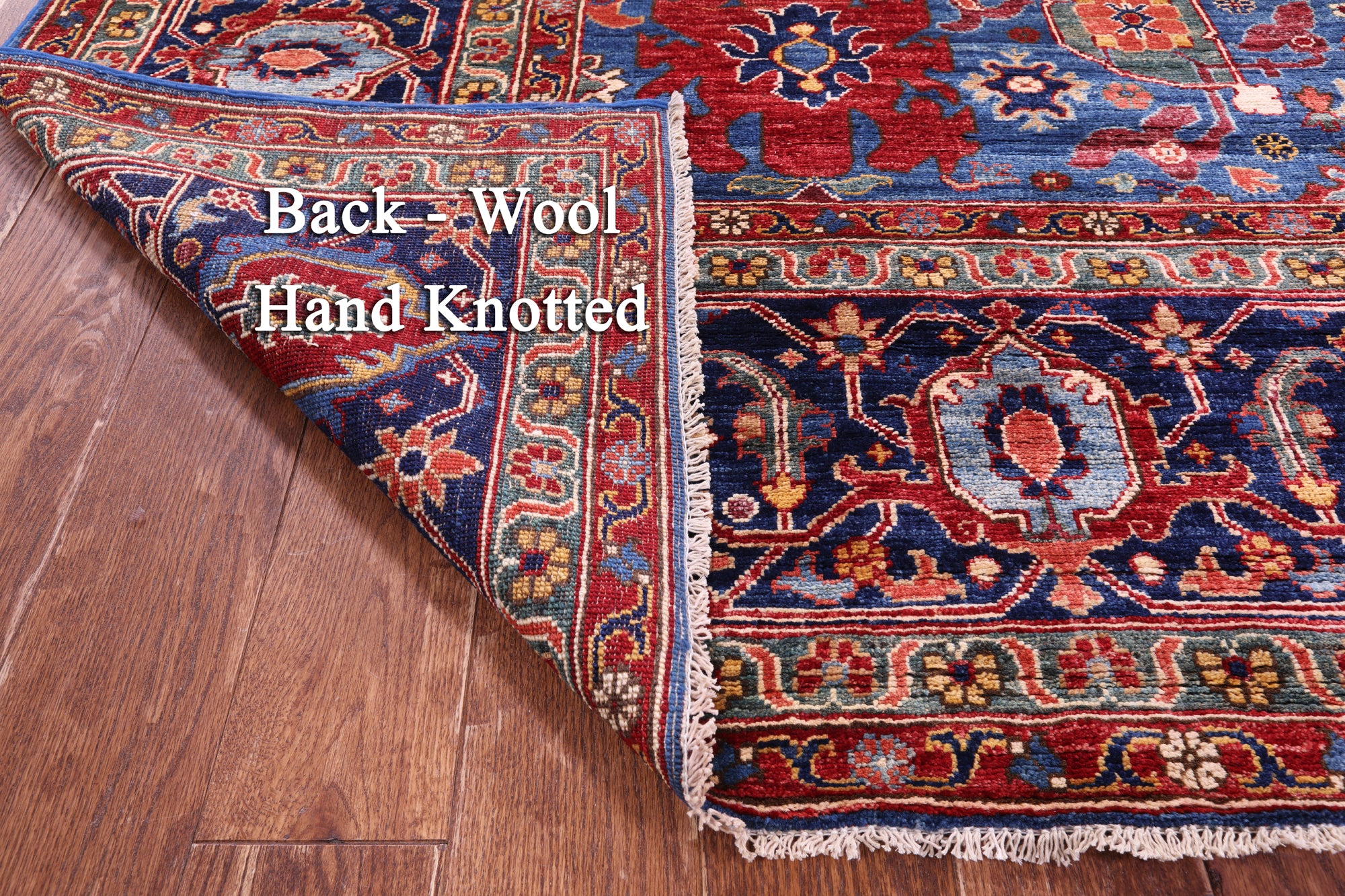 Blue Persian Fine Serapi Handmade Wool Rug - 8' 11" X 11' 10" - Golden Nile
