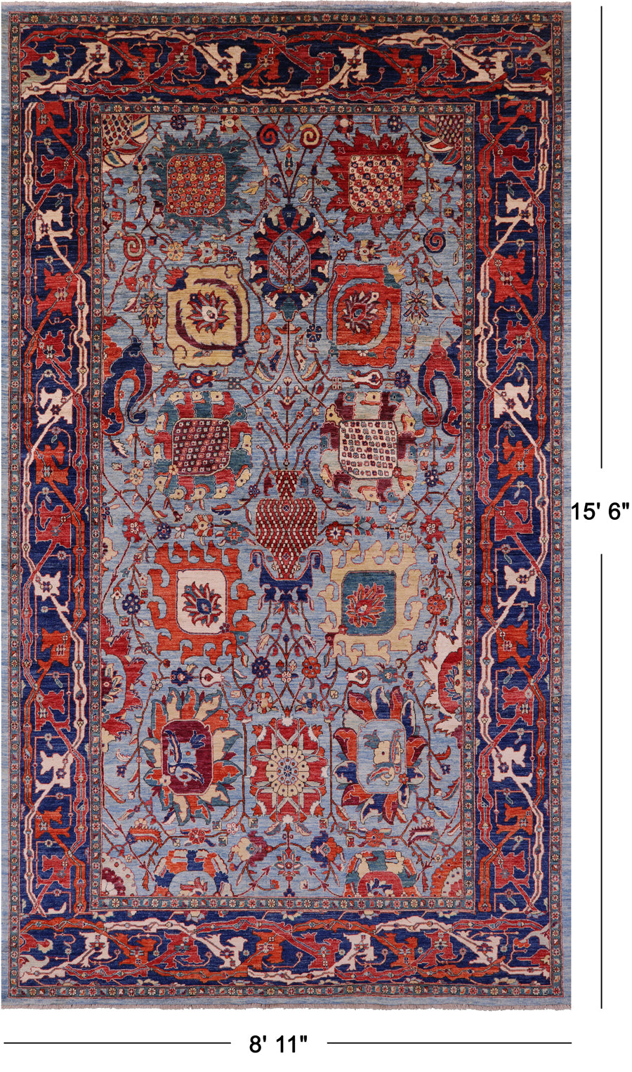 Persian Fine Serapi Handmade Wool Rug - 8' 11" X 15' 6" - Golden Nile