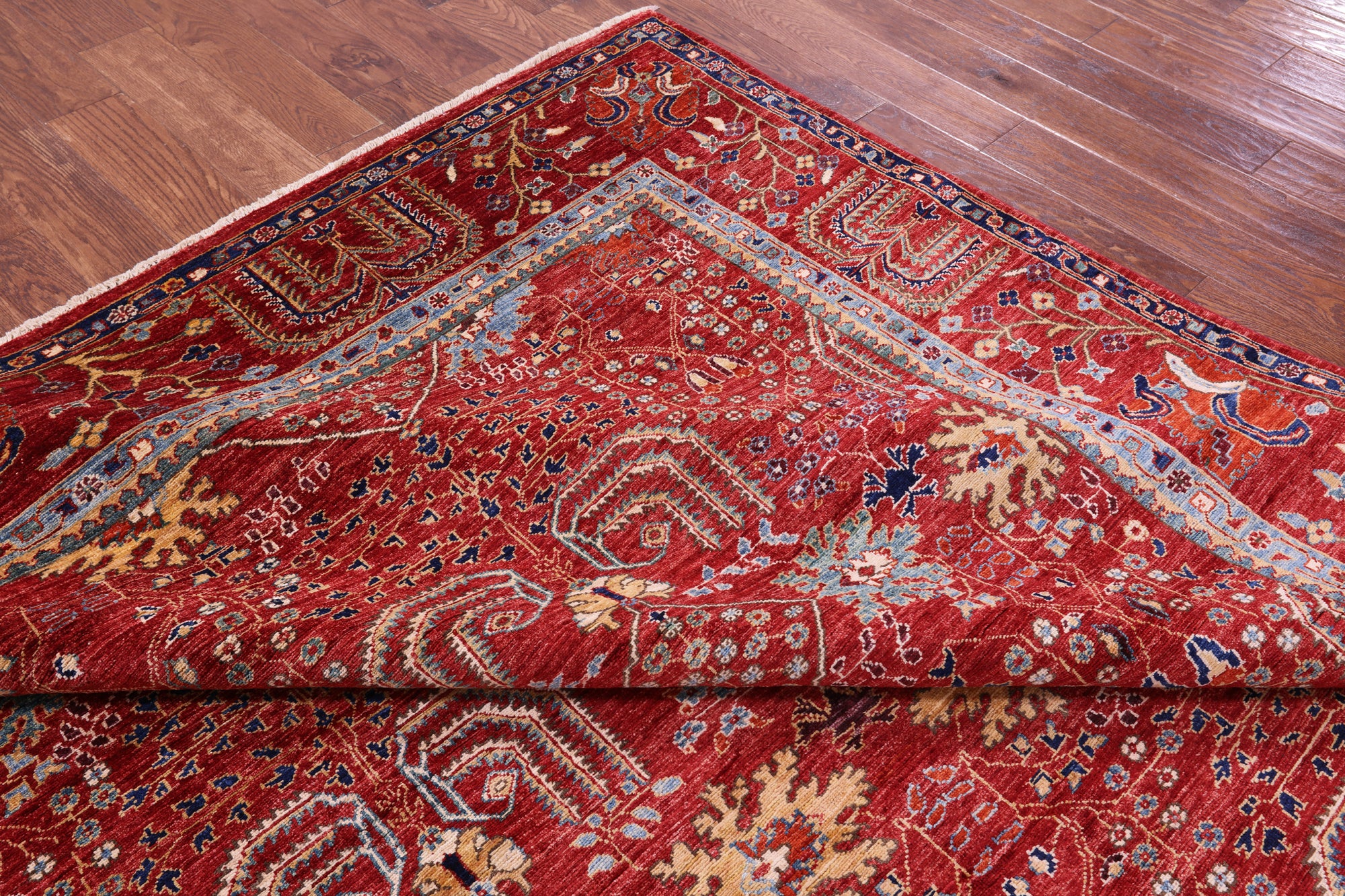 Persian Fine Serapi Hand Knotted Wool Rug - 9' 0" X 11' 6" - Golden Nile