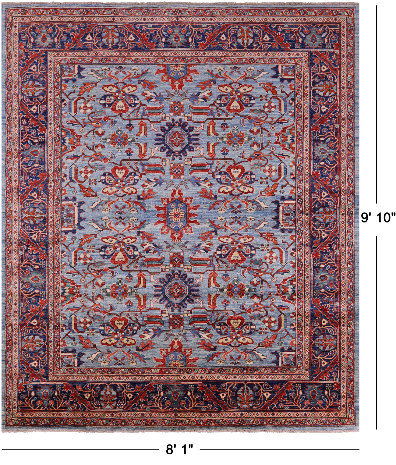 Persian Fine Serapi Hand Knotted Wool Rug - 8' 1" X 9' 10" - Golden Nile