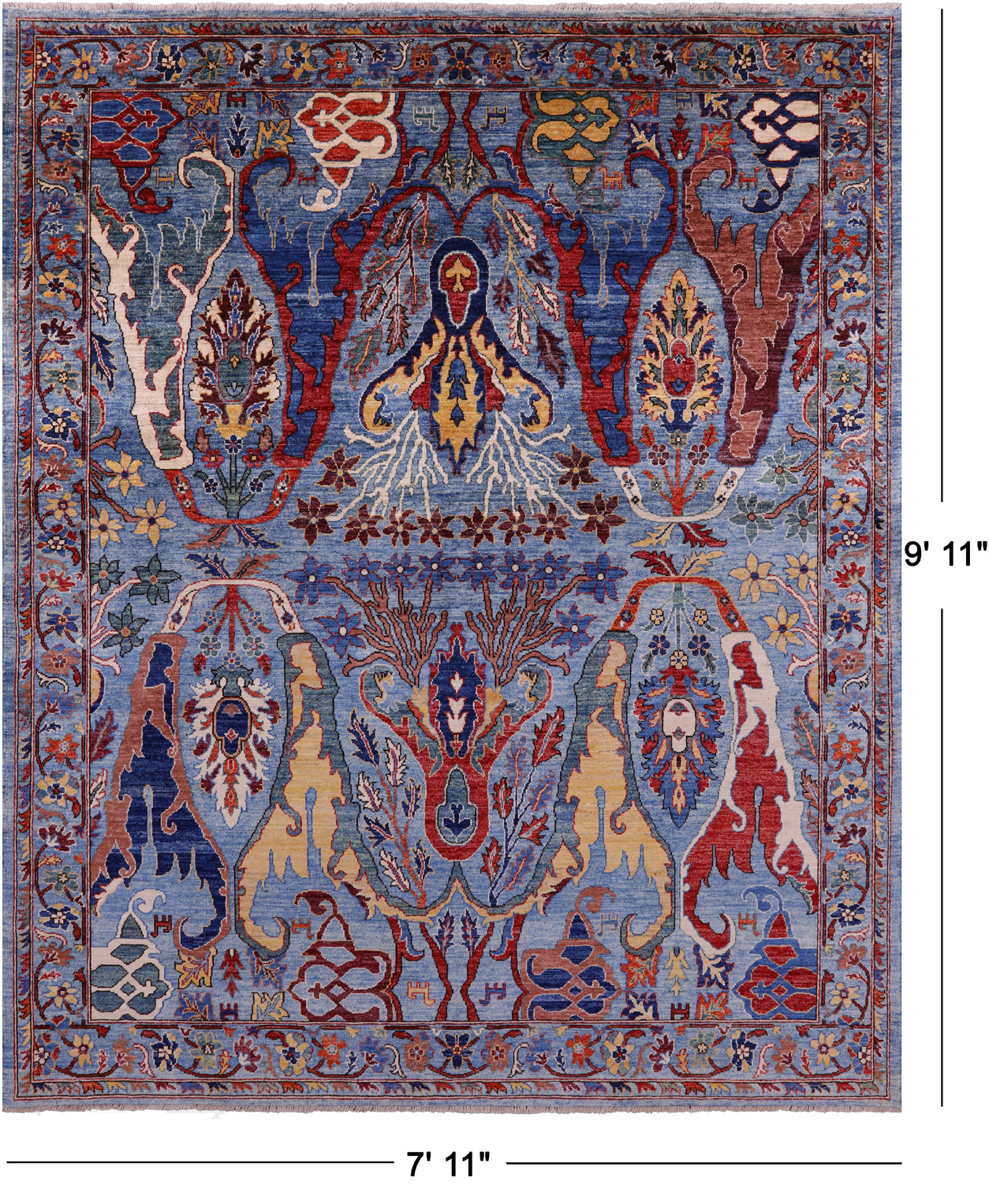 Persian Fine Serapi Hand Knotted Wool Rug - 7' 11" X 9' 11" - Golden Nile