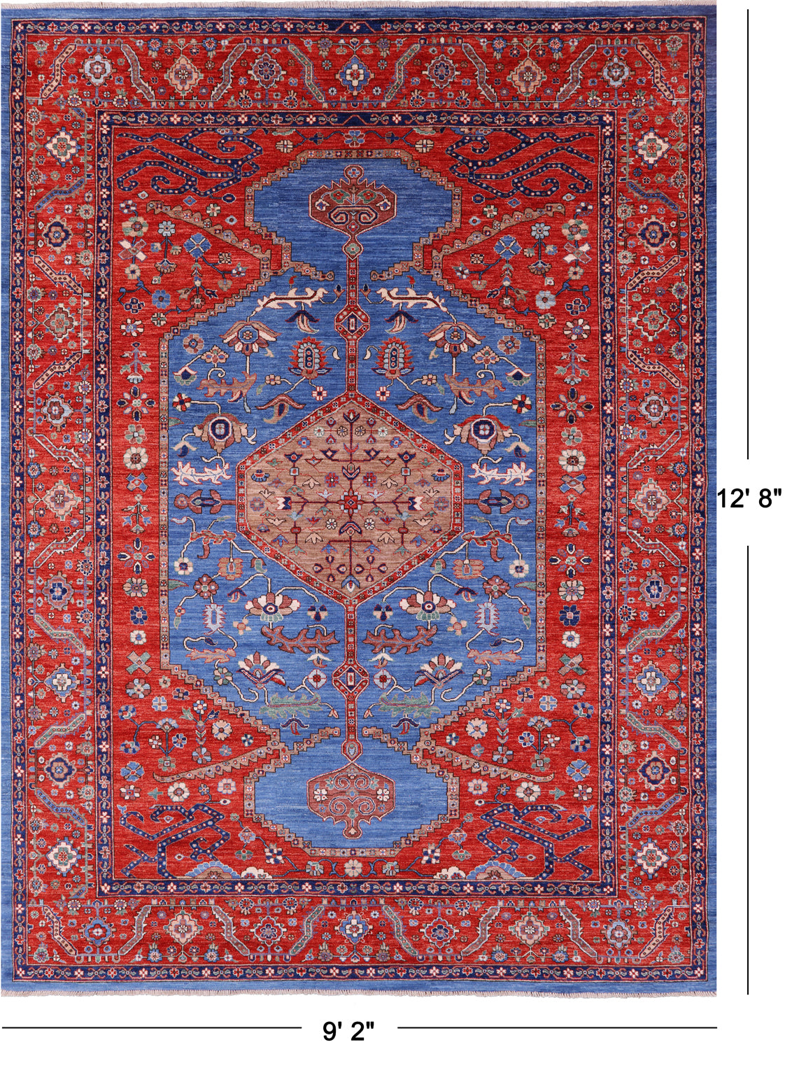 Persian Fine Serapi Handmade Wool Rug - 9' 2" X 12' 8" - Golden Nile
