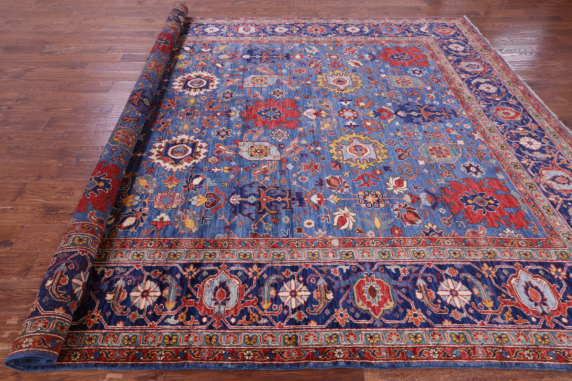 Persian Fine Serapi Hand Knotted Wool Rug - 9' 0" X 11' 11" - Golden Nile