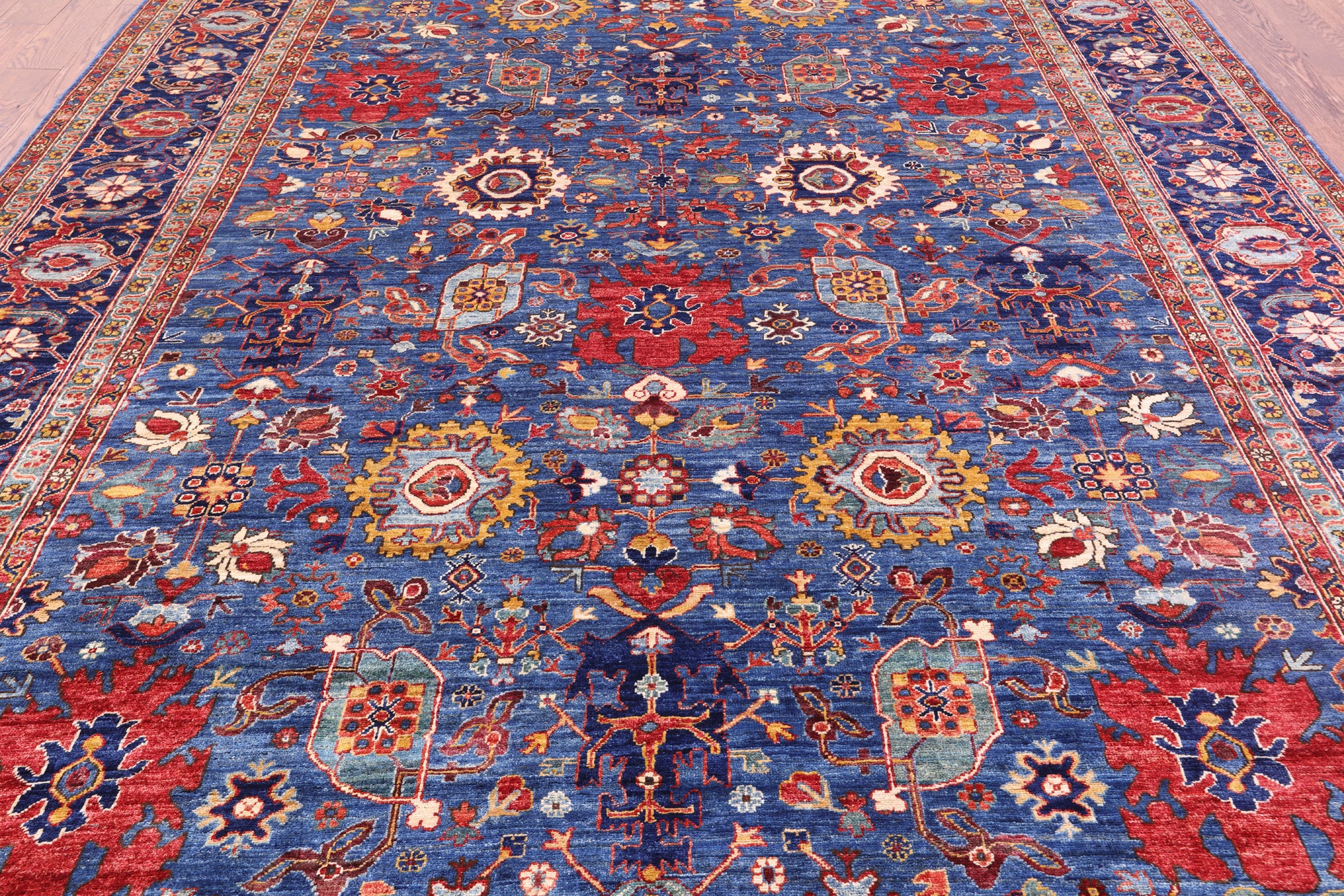 Persian Fine Serapi Hand Knotted Wool Rug - 9' 0" X 11' 11" - Golden Nile