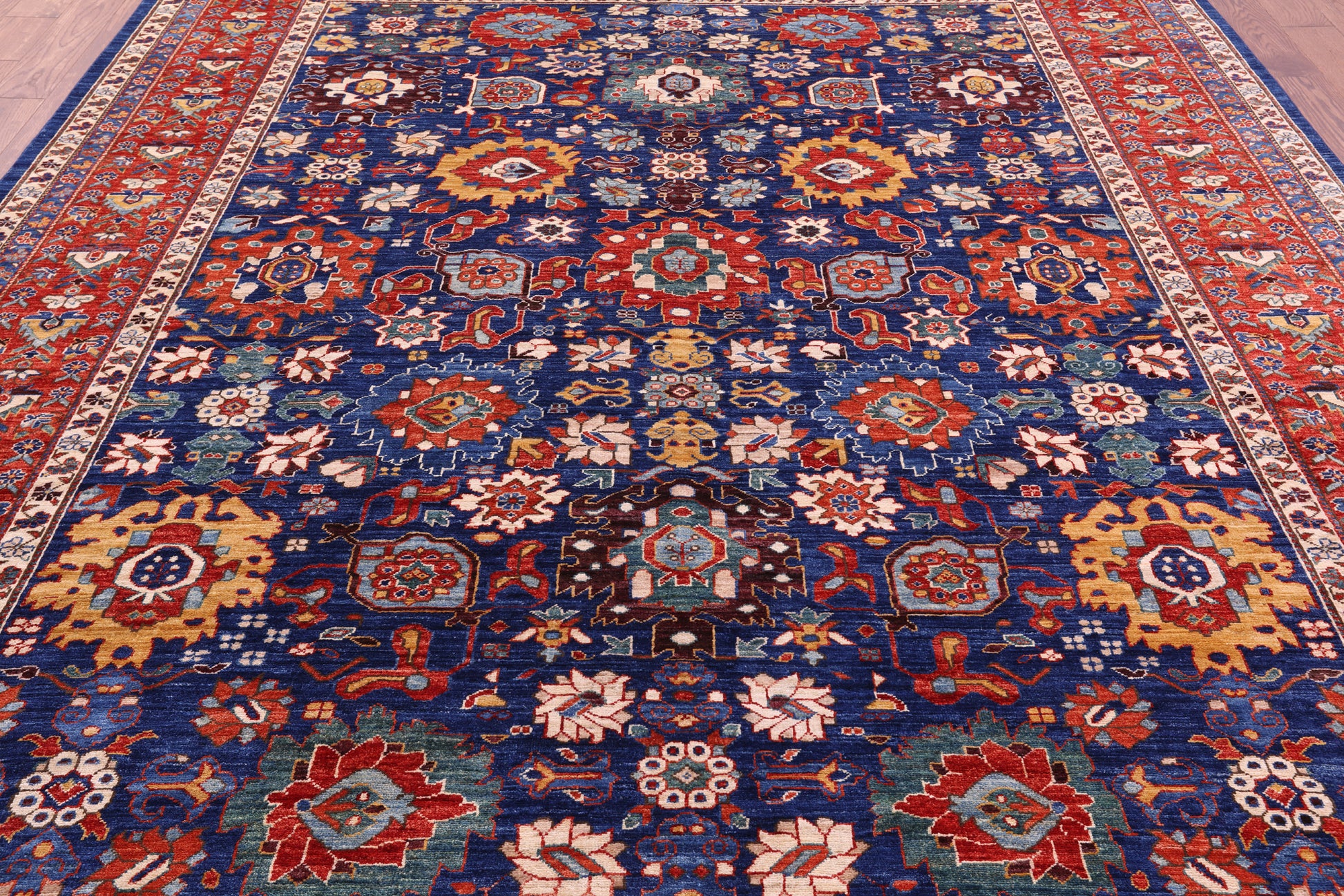 Persian Fine Serapi Hand Knotted Wool Rug - 9' 1" X 11' 7" - Golden Nile