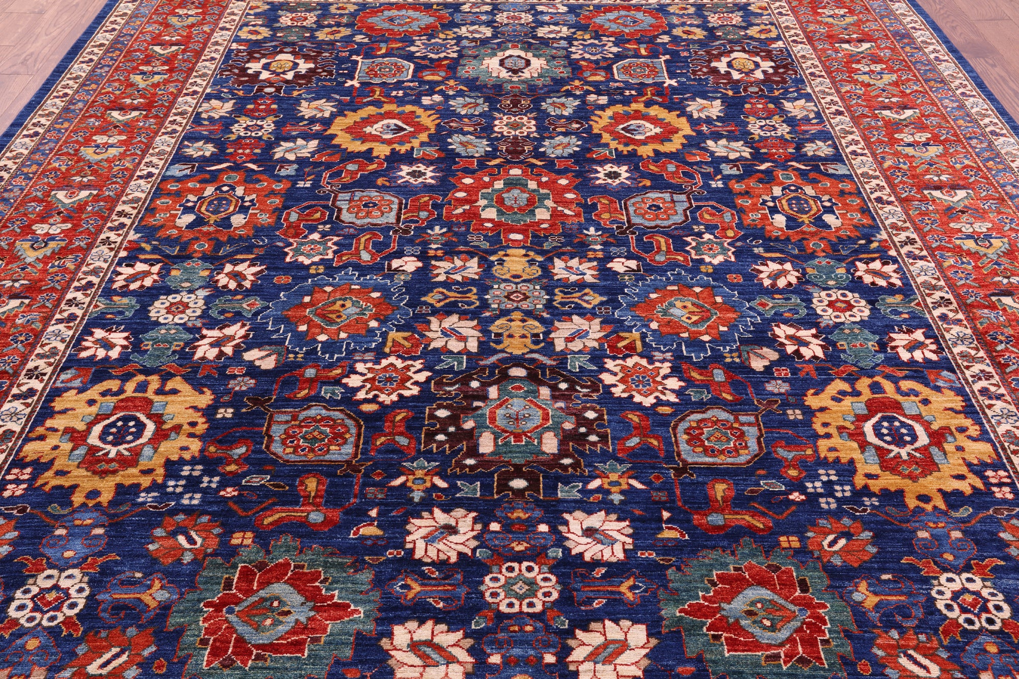 Persian Fine Serapi Hand Knotted Wool Rug - 9' 1" X 11' 7" - Golden Nile