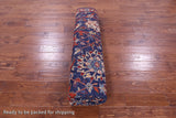 Blue Exotic Birds Persian Fine Serapi Hand Knotted Wool Rug - 9' 1" X 11' 9" - Golden Nile