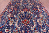 Blue Exotic Birds Persian Fine Serapi Hand Knotted Wool Rug - 9' 1" X 11' 9" - Golden Nile