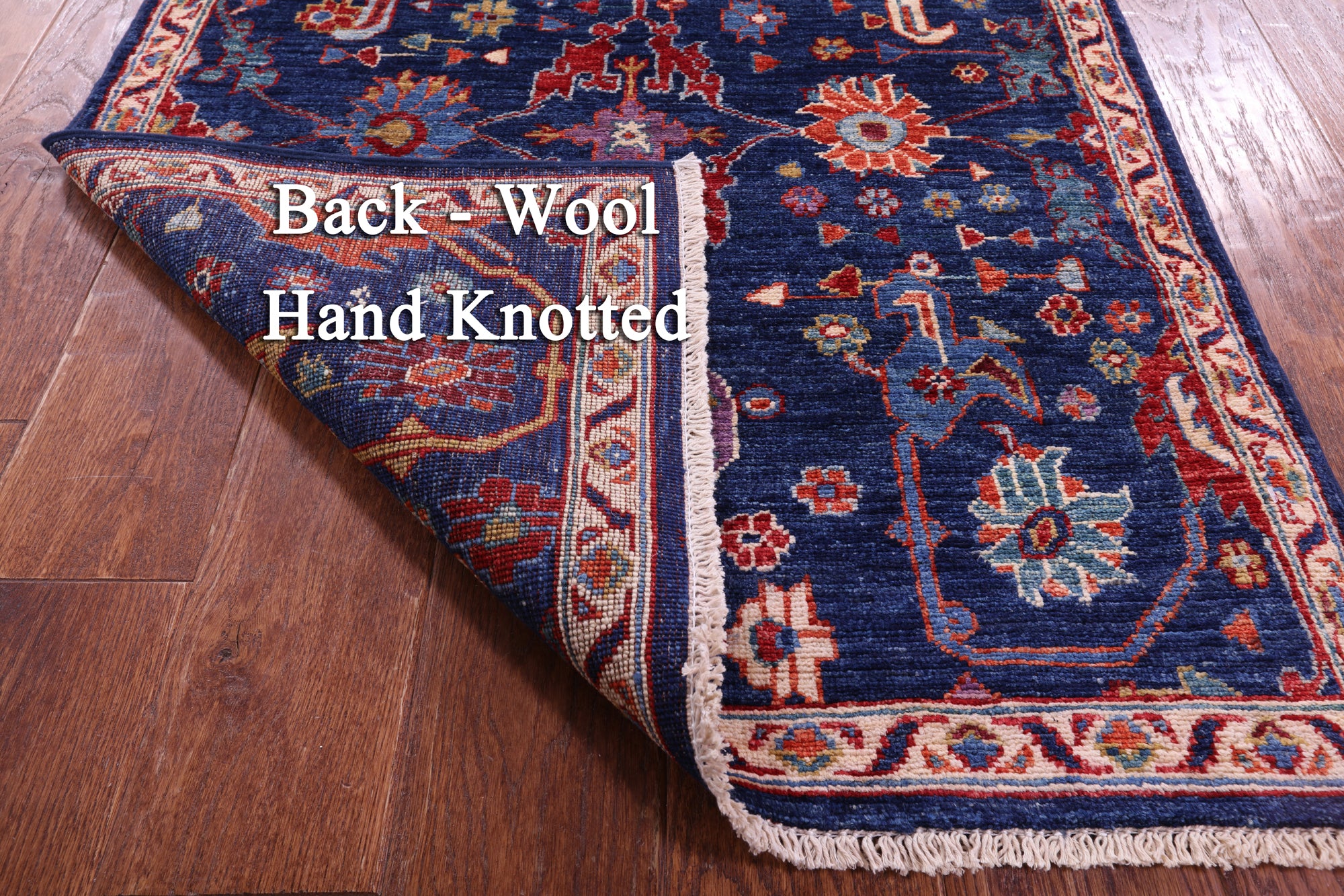 Blue Persian Fine Serapi Handmade Wool Runner Rug - 2' 9" X 14' 10" - Golden Nile