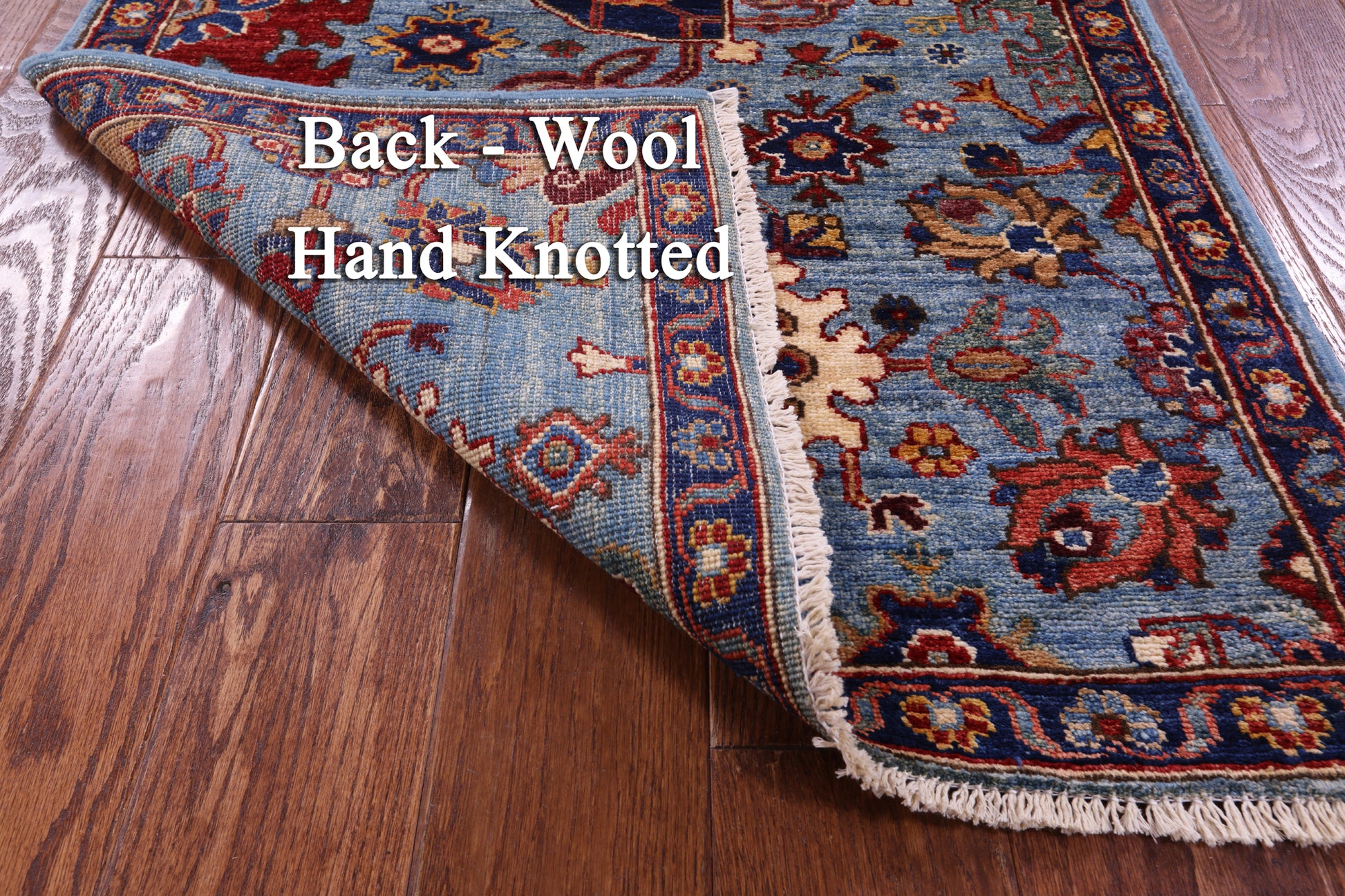 Blue Persian Fine Serapi Hand Knotted Wool Runner Rug - 2' 9" X 9' 6" - Golden Nile