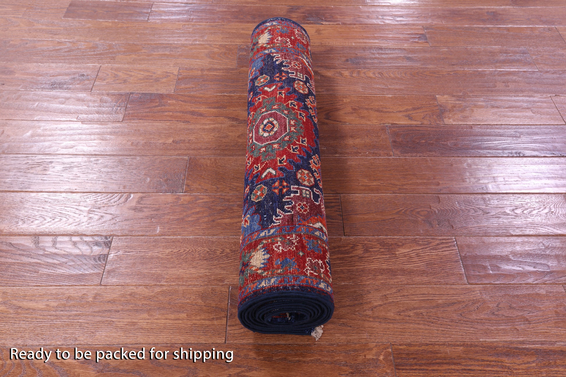 Blue Persian Fine Serapi Hand Knotted Wool Runner Rug - 2' 9" X 9' 8" - Golden Nile
