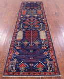 Blue Persian Ziegler Hand Knotted Wool Runner Rug - 2' 9" X 9' 8" - Golden Nile