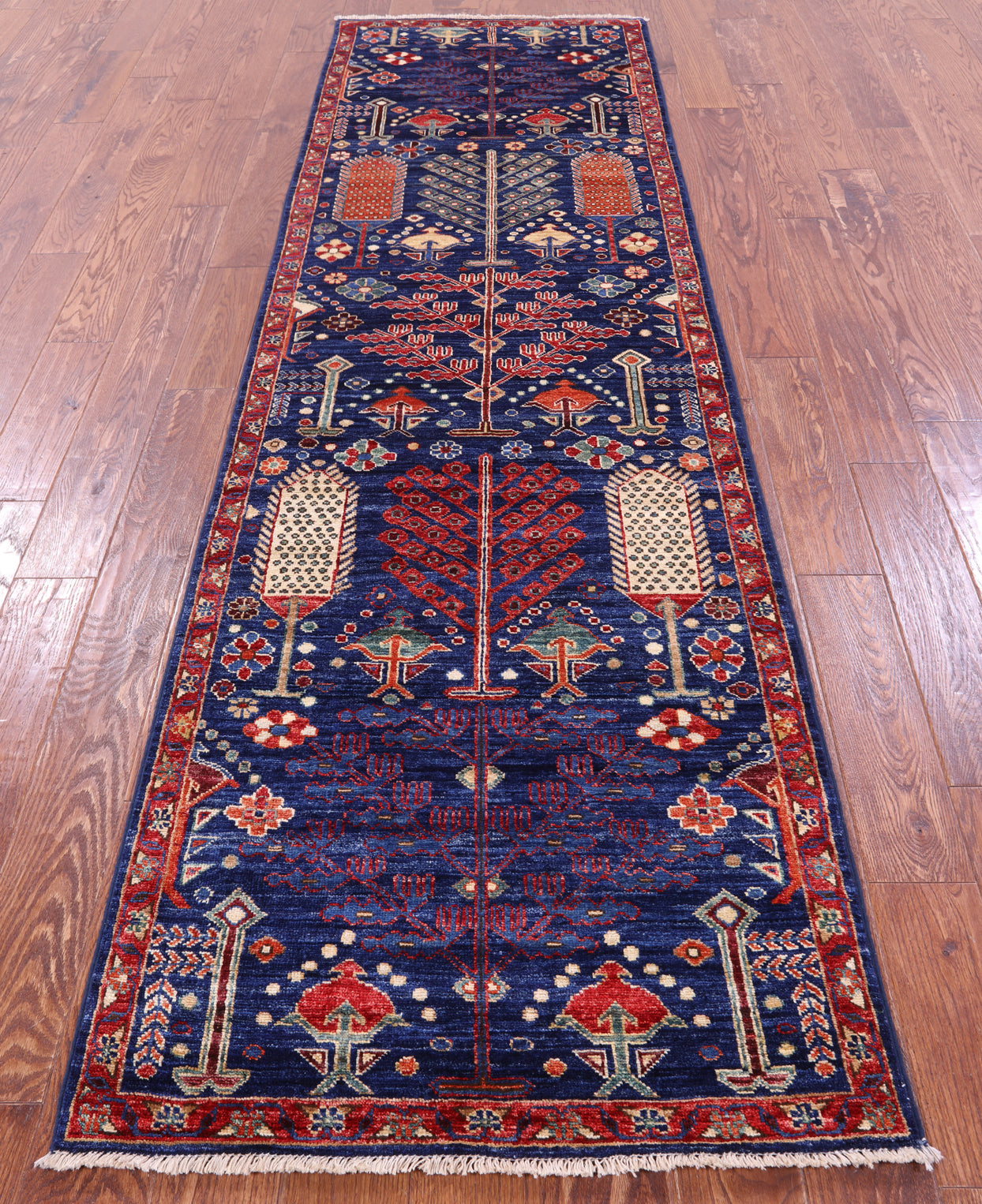 Blue Persian Ziegler Hand Knotted Wool Runner Rug - 2' 9" X 9' 8" - Golden Nile