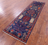 Blue Persian Ziegler Hand Knotted Wool Runner Rug - 2' 9" X 9' 8" - Golden Nile