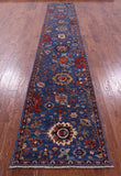 Blue Persian Fine Serapi Hand Knotted Wool Runner Rug - 2' 8" X 15' 7" - Golden Nile
