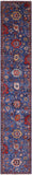 Blue Persian Fine Serapi Hand Knotted Wool Runner Rug - 2' 8" X 15' 7" - Golden Nile