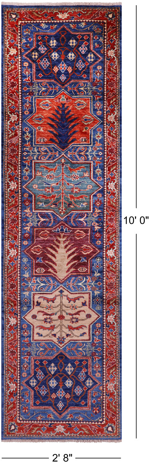 Persian Fine Serapi Hand Knotted Wool Runner Rug - 2' 8" X 10' 0" - Golden Nile
