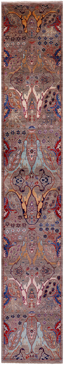 Persian Fine Serapi Handmade Wool Runner Rug - 2' 7" X 15' 8" - Golden Nile