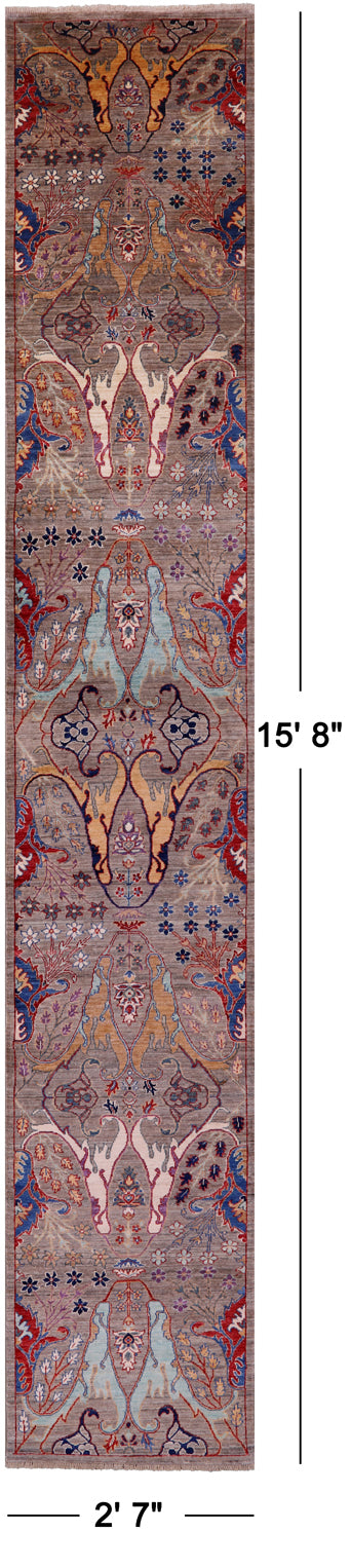 Persian Fine Serapi Handmade Wool Runner Rug - 2' 7" X 15' 8" - Golden Nile