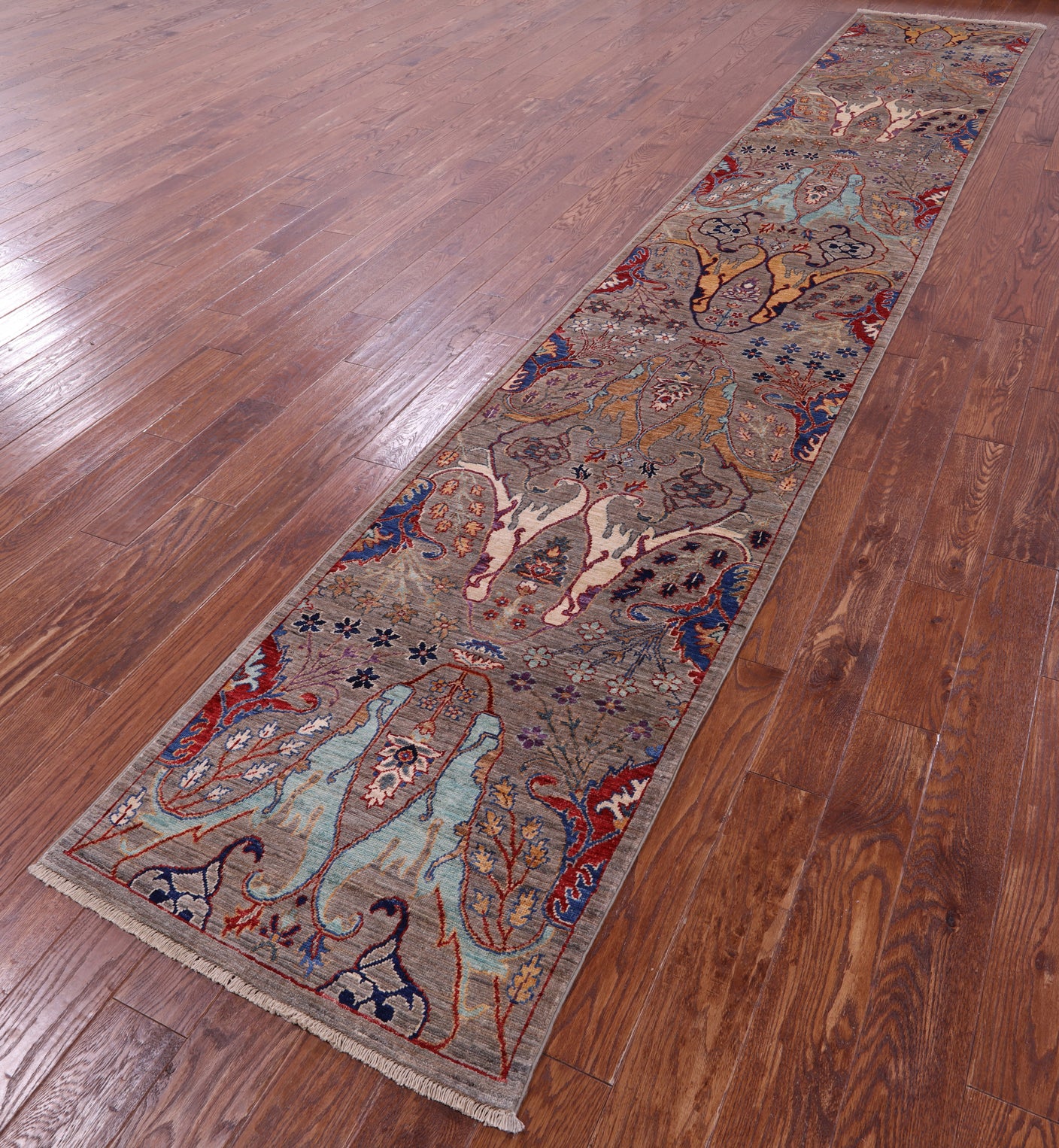 Persian Fine Serapi Handmade Wool Runner Rug - 2' 7" X 15' 8" - Golden Nile