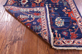 Blue Persian Fine Serapi Hand Knotted Wool Runner Rug - 2' 9" X 8' 4" - Golden Nile