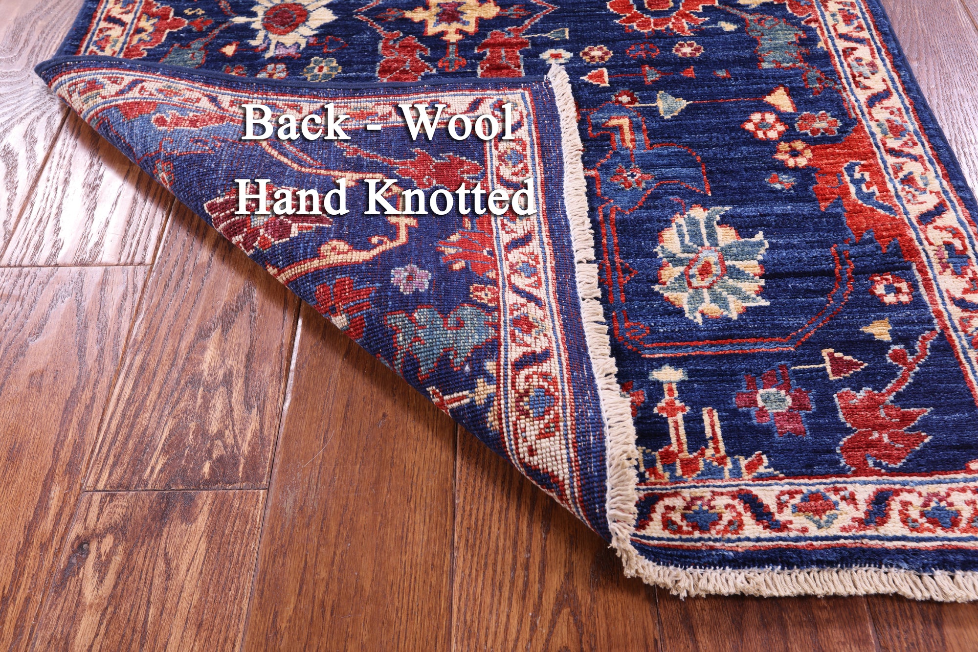 Blue Persian Fine Serapi Hand Knotted Wool Runner Rug - 2' 9" X 8' 4" - Golden Nile