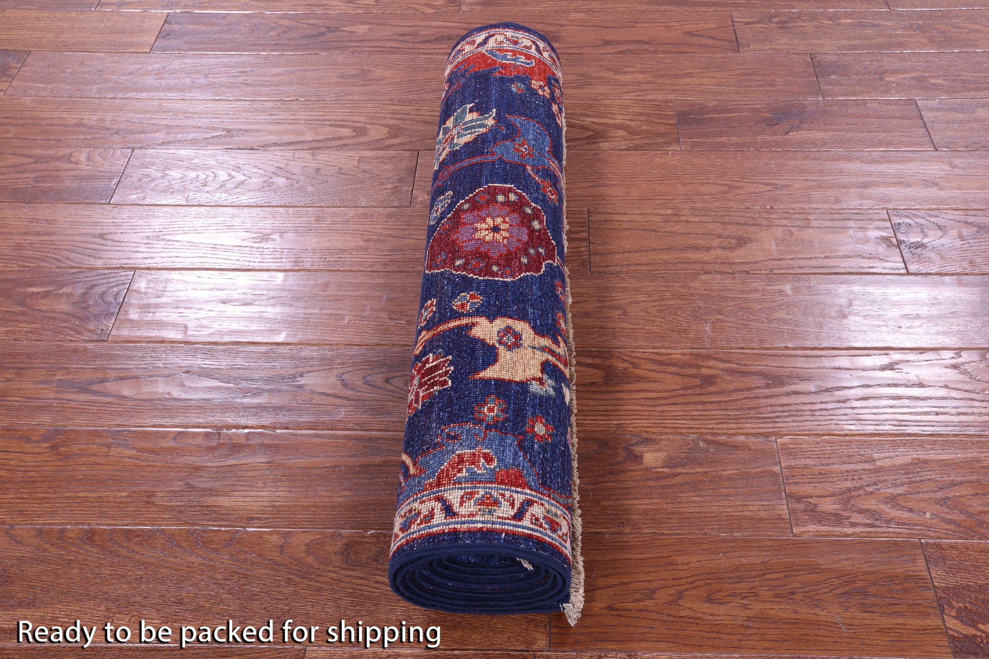 Blue Persian Fine Serapi Hand Knotted Wool Runner Rug - 2' 9" X 8' 4" - Golden Nile
