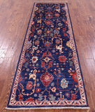 Blue Persian Fine Serapi Hand Knotted Wool Runner Rug - 2' 9" X 8' 4" - Golden Nile