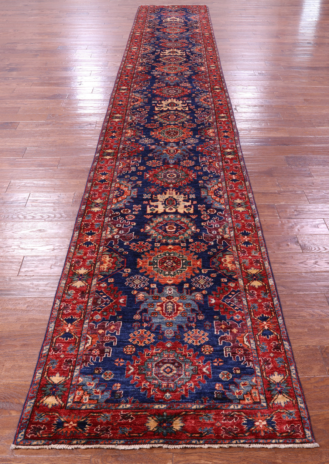Persian Fine Serapi Hand Knotted Wool Runner Rug - 3' 1" X 19' 1" - Golden Nile