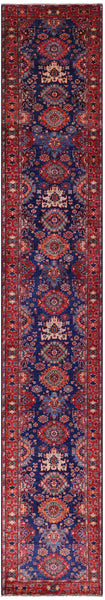 Persian Fine Serapi Hand Knotted Wool Runner Rug - 3' 1" X 19' 1" - Golden Nile