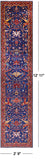 Blue Persian Fine Serapi Hand Knotted Wool Runner Rug - 2' 9" X 12' 11" - Golden Nile