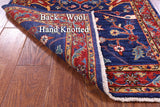 Blue Persian Fine Serapi Hand Knotted Wool Runner Rug - 2' 9" X 12' 11" - Golden Nile