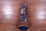 Blue Persian Fine Serapi Hand Knotted Wool Runner Rug - 2' 9" X 12' 11" - Golden Nile