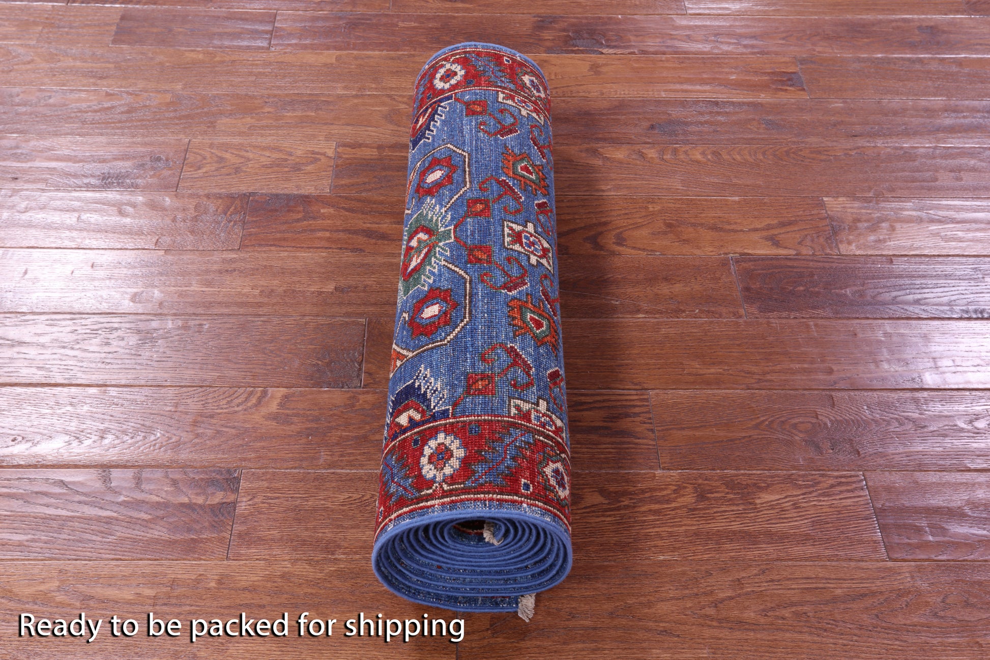 Blue Persian Fine Serapi Handmade Wool Runner Rug - 2' 9" X 13' 4" - Golden Nile