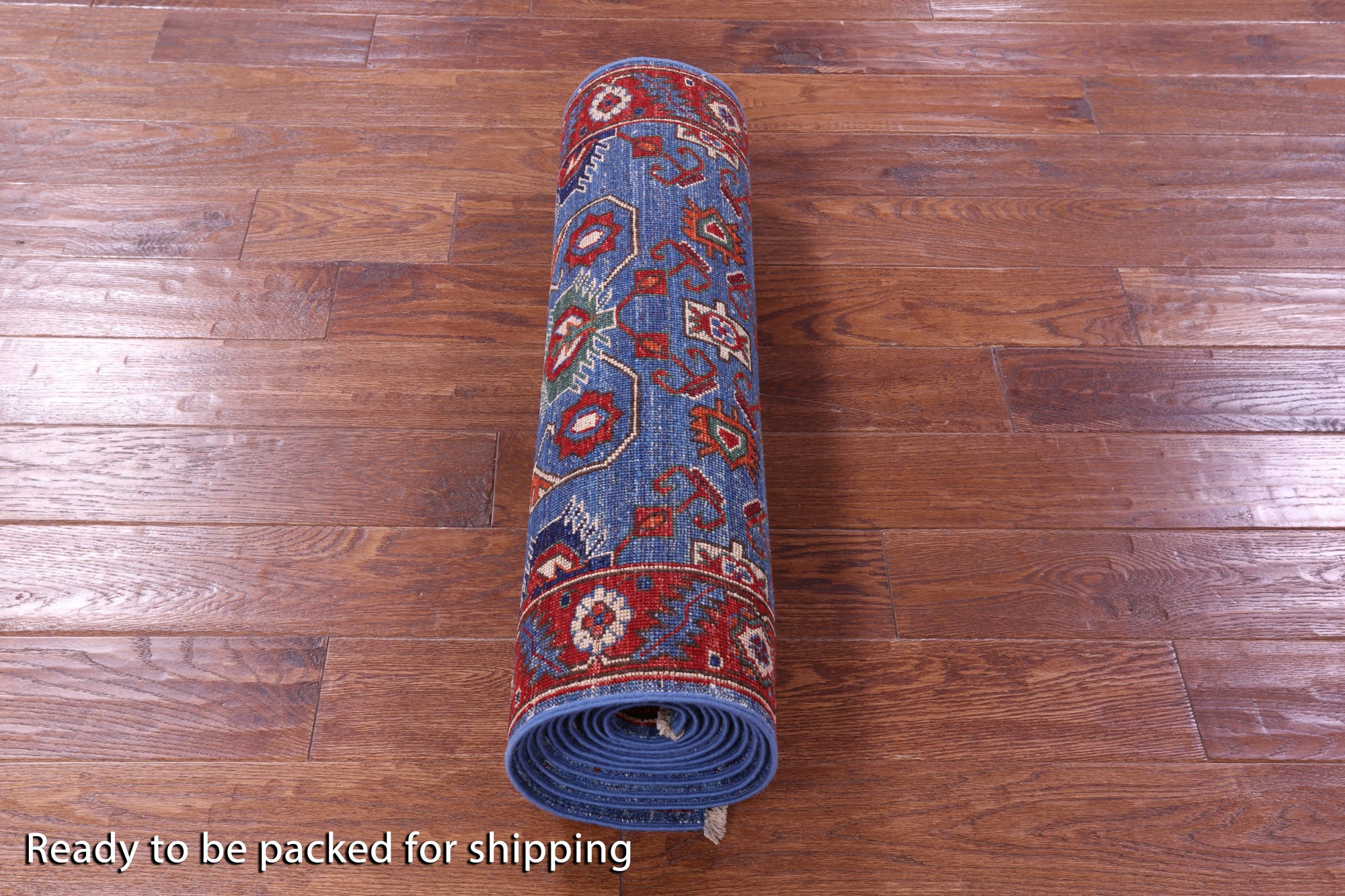 Blue Persian Fine Serapi Handmade Wool Runner Rug - 2' 9" X 13' 4" - Golden Nile