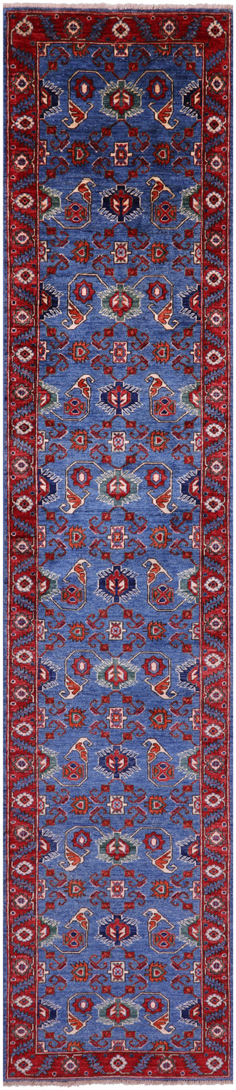 Blue Persian Fine Serapi Handmade Wool Runner Rug - 2' 9" X 13' 4" - Golden Nile