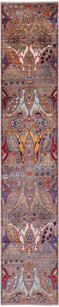 Persian Fine Serapi Hand Knotted Wool Runner Rug - 2' 8" X 14' 8" - Golden Nile