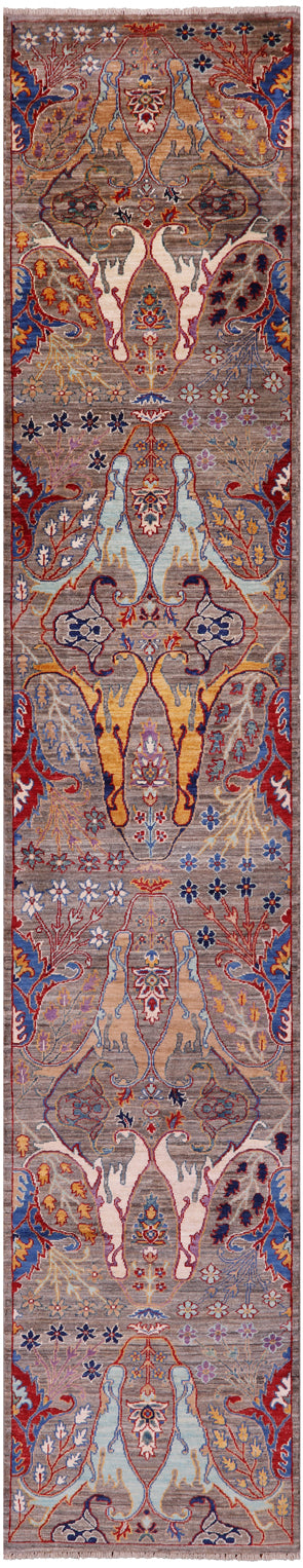 Persian Fine Serapi Hand Knotted Wool Runner Rug - 2' 8" X 14' 8" - Golden Nile