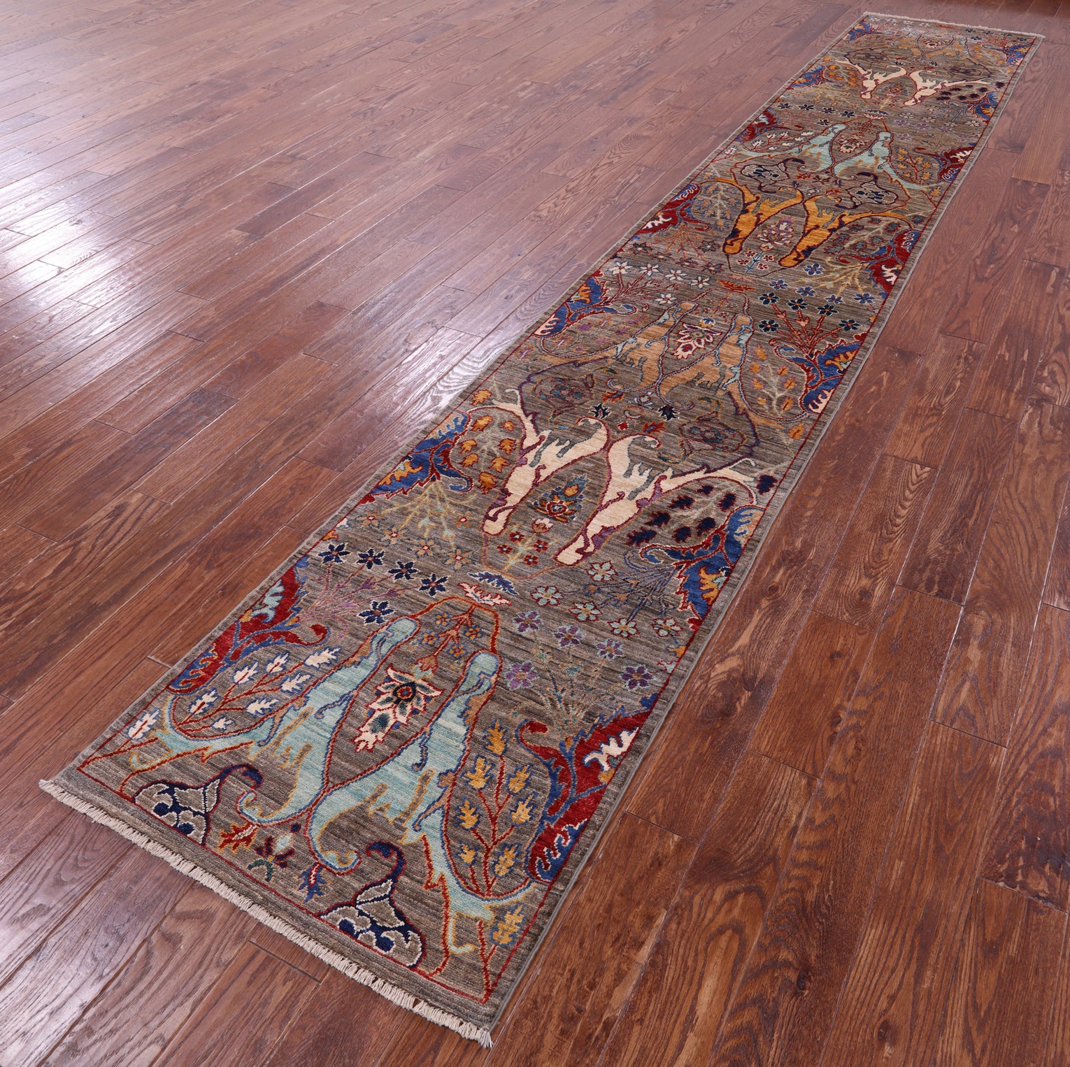 Persian Fine Serapi Hand Knotted Wool Runner Rug - 2' 8" X 14' 8" - Golden Nile