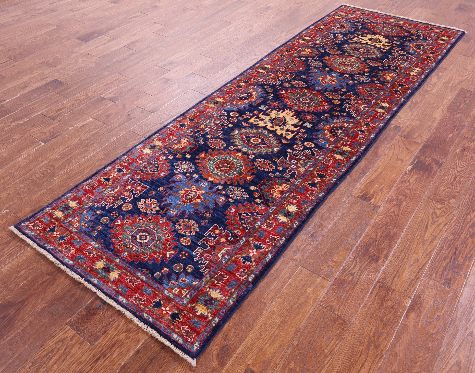 Persian Fine Serapi Hand Knotted Wool Runner Rug - 3' 1" X 9' 8" - Golden Nile
