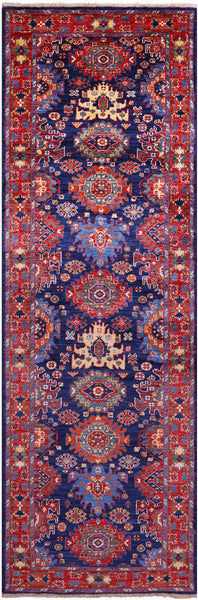 Persian Fine Serapi Hand Knotted Wool Runner Rug - 3' 1" X 9' 8" - Golden Nile