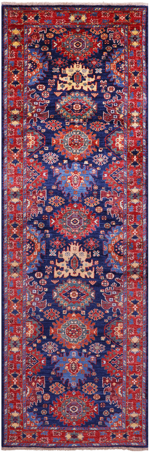 Persian Fine Serapi Hand Knotted Wool Runner Rug - 3' 1" X 9' 8" - Golden Nile