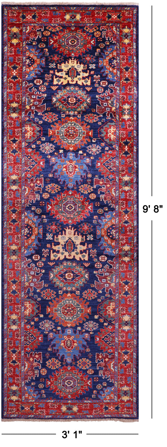 Persian Fine Serapi Hand Knotted Wool Runner Rug - 3' 1" X 9' 8" - Golden Nile